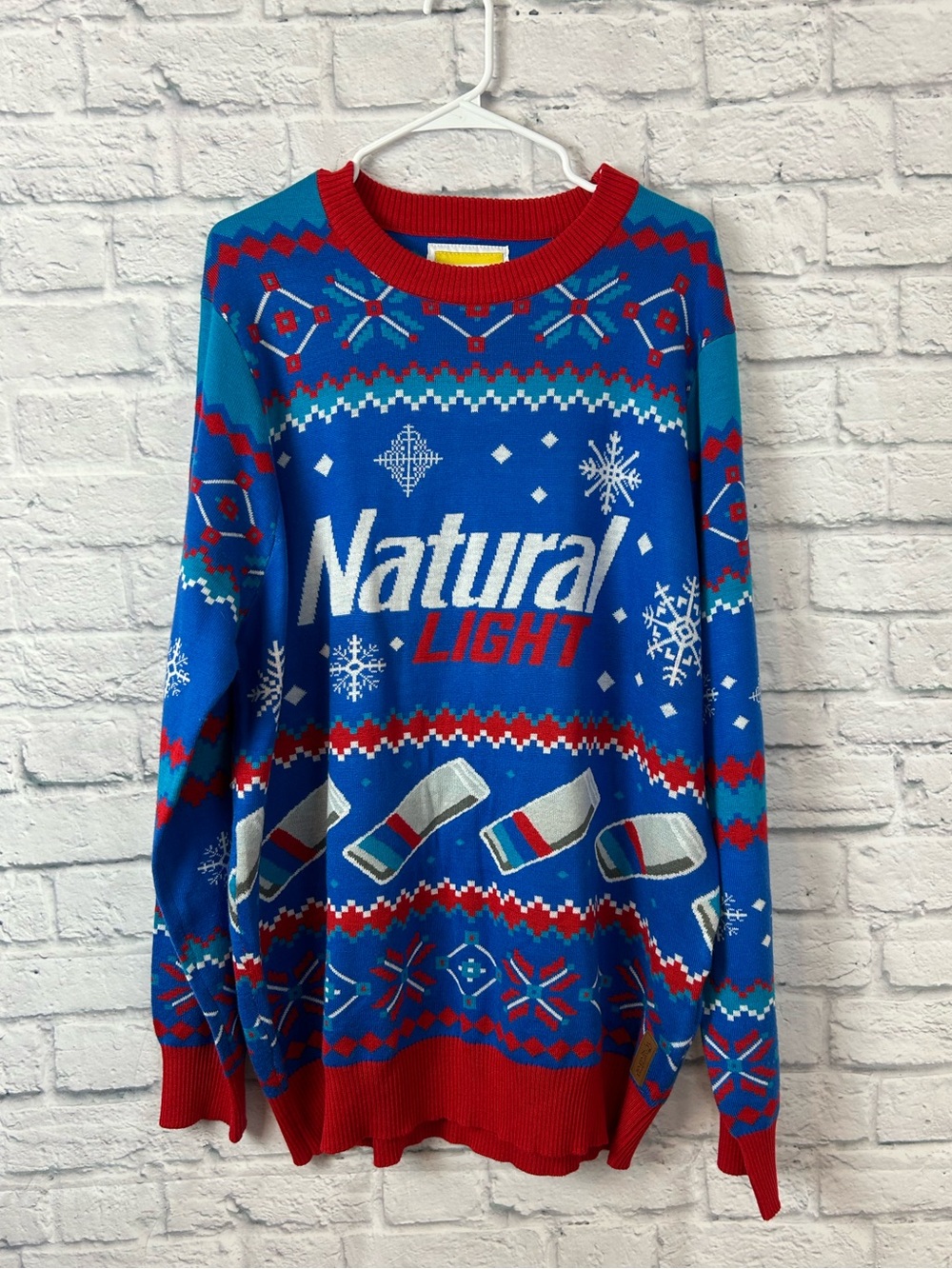 Tipsy Elves Natural Light Ugly Christmas Sweater XXL Beer Holiday Snowflake